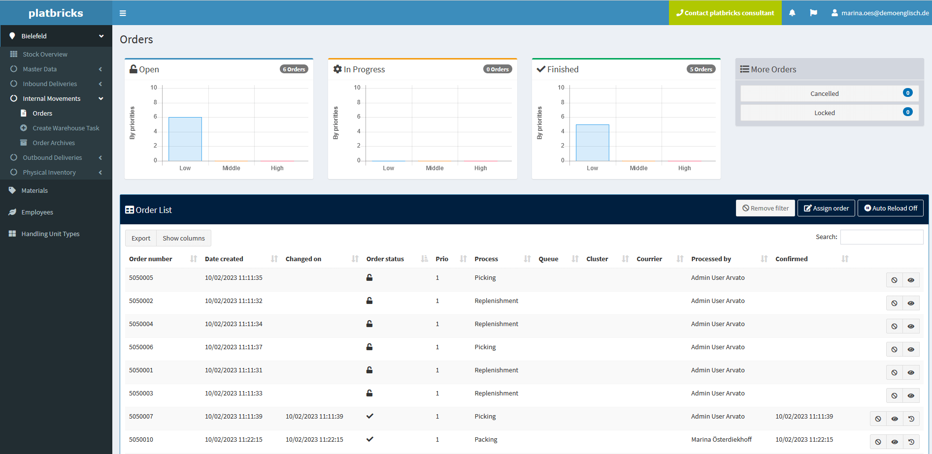 Order Management - platbricks® WMS