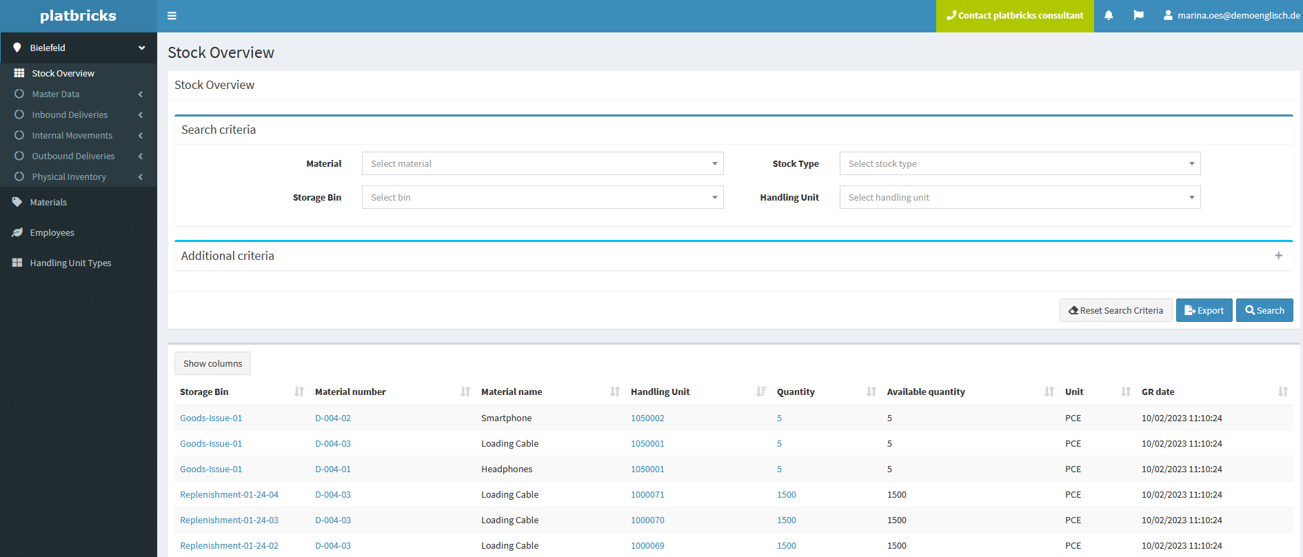 Inventory Management - platbricks® WMS