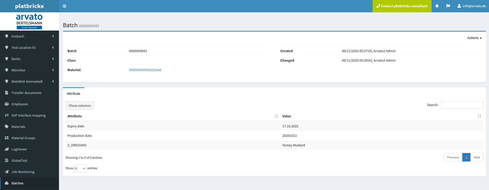 Batches - platbricks® WMS